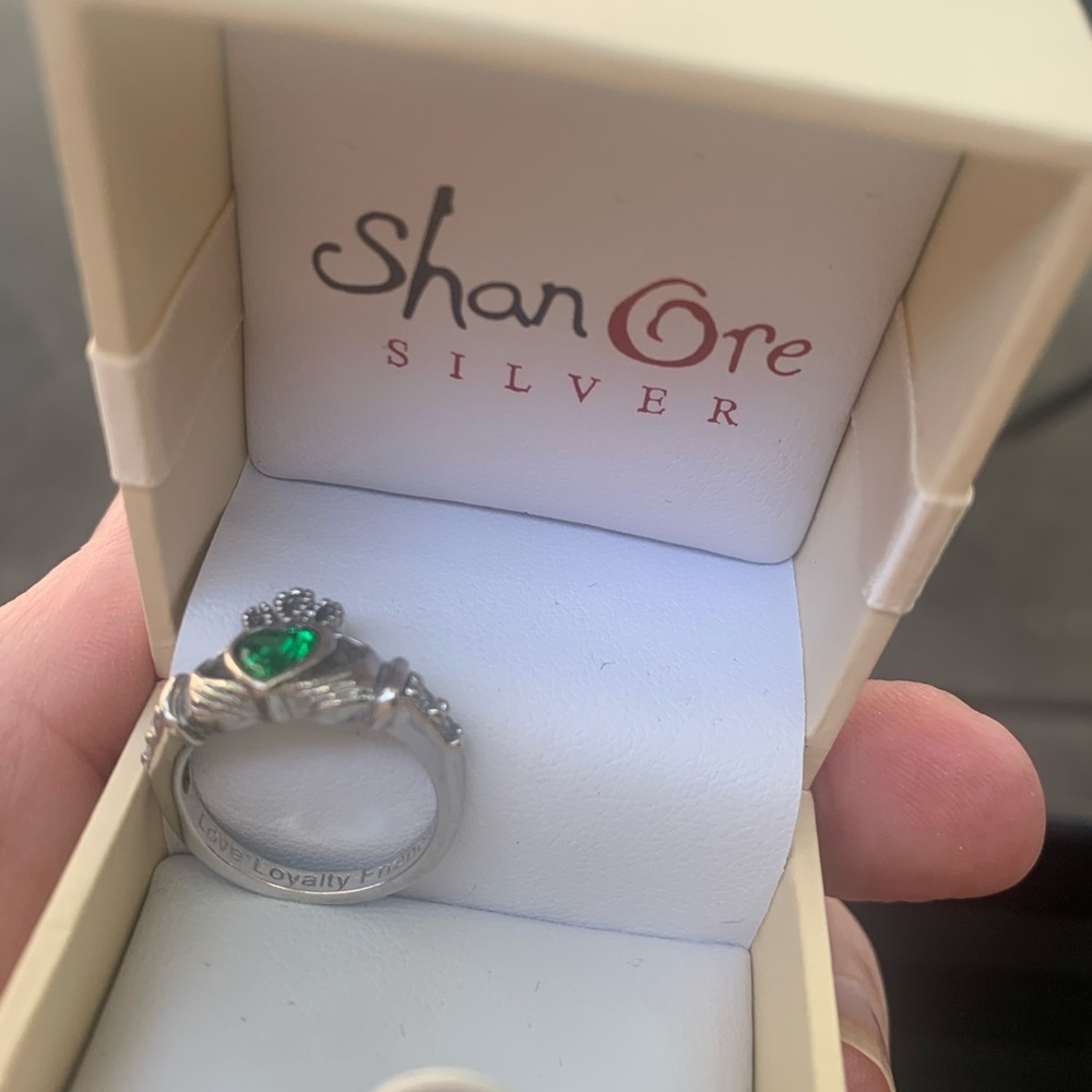 COPY - New Green/May SSilver Claddagh Ring Size 6